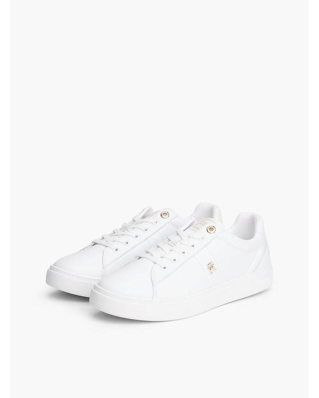 Tommy Hilfiger White Leather Th Monogram Court Trainers