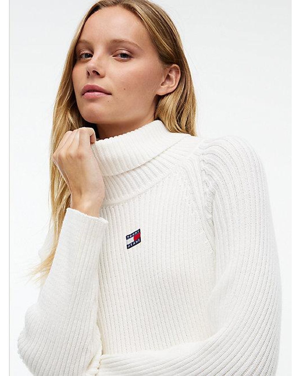 Tommy Hilfiger White Tommy Jeans Tommy Badge Oversized Midi Jumper Dress