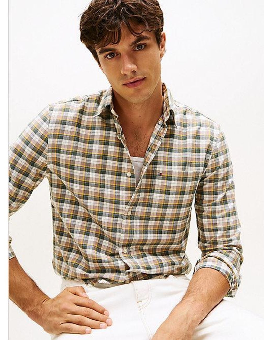 Tommy Hilfiger Gray Regular Fit Tartan Oxford Shirt for men
