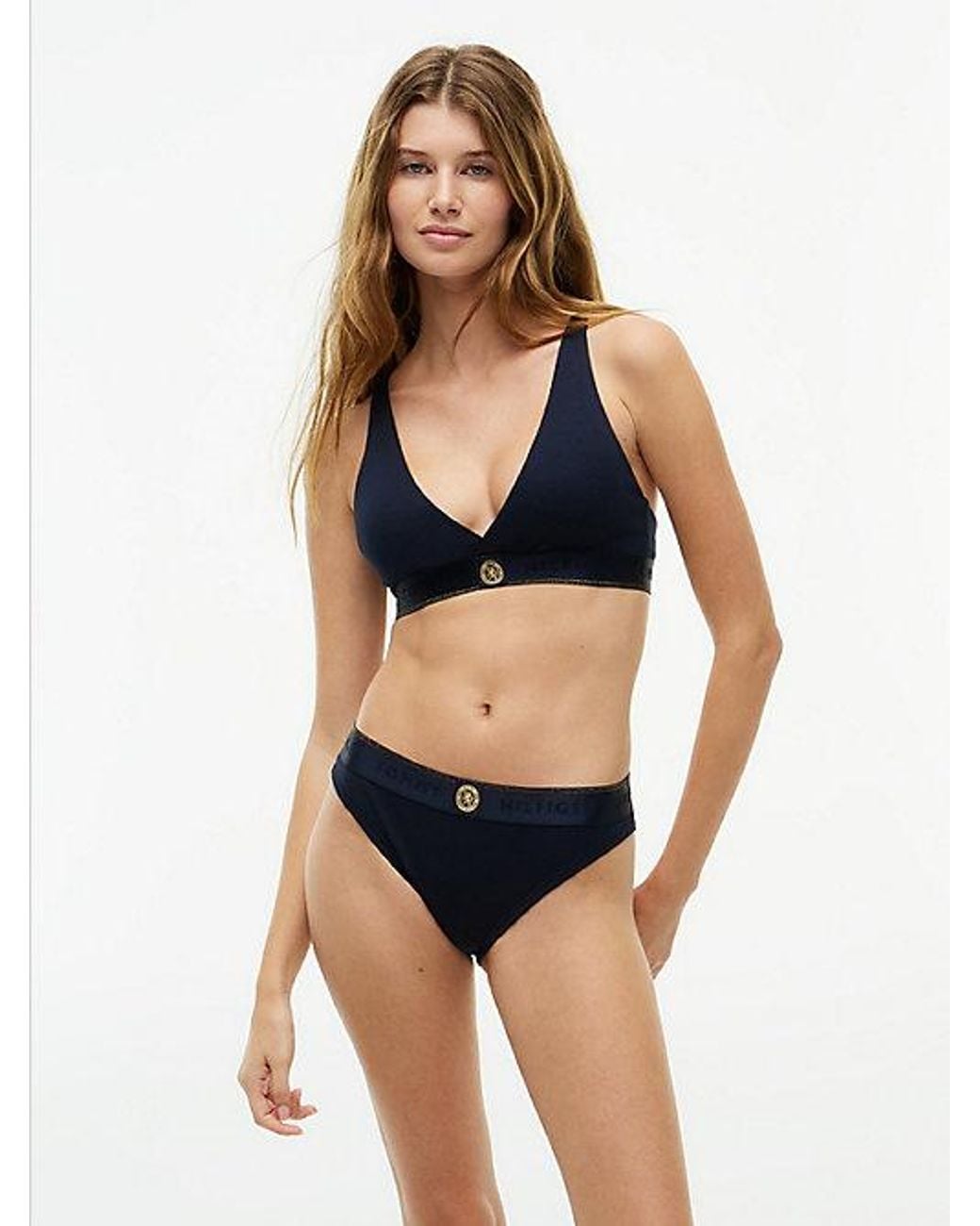Tommy Hilfiger Blue Crest Metallic Underband Triangle Bra