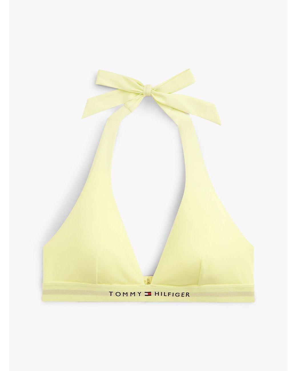 Tommy Hilfiger Yellow Original Logo Halterneck Bikini Top
