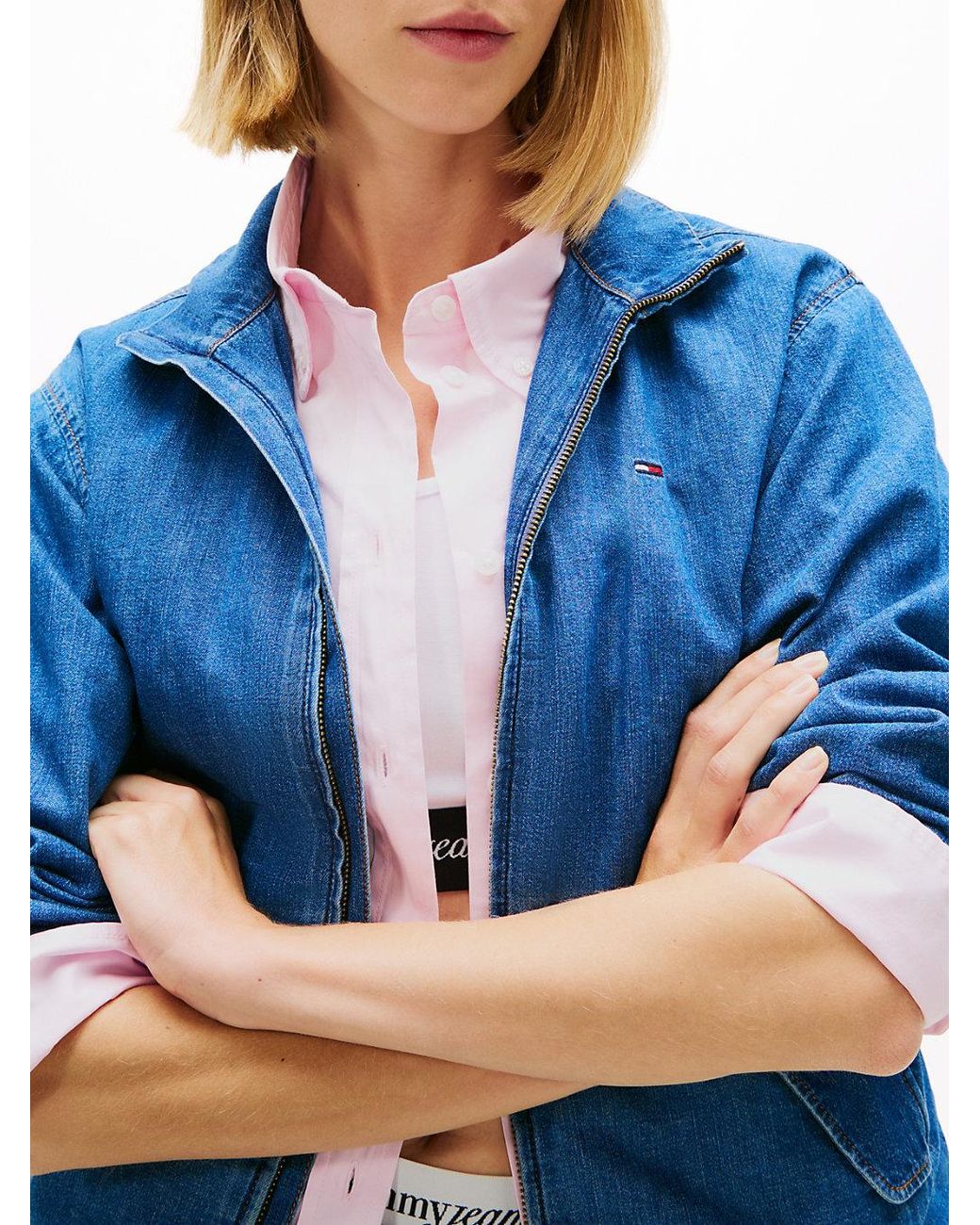 Tommy Hilfiger Blue Zip-Thru Chambray Denim Jacket