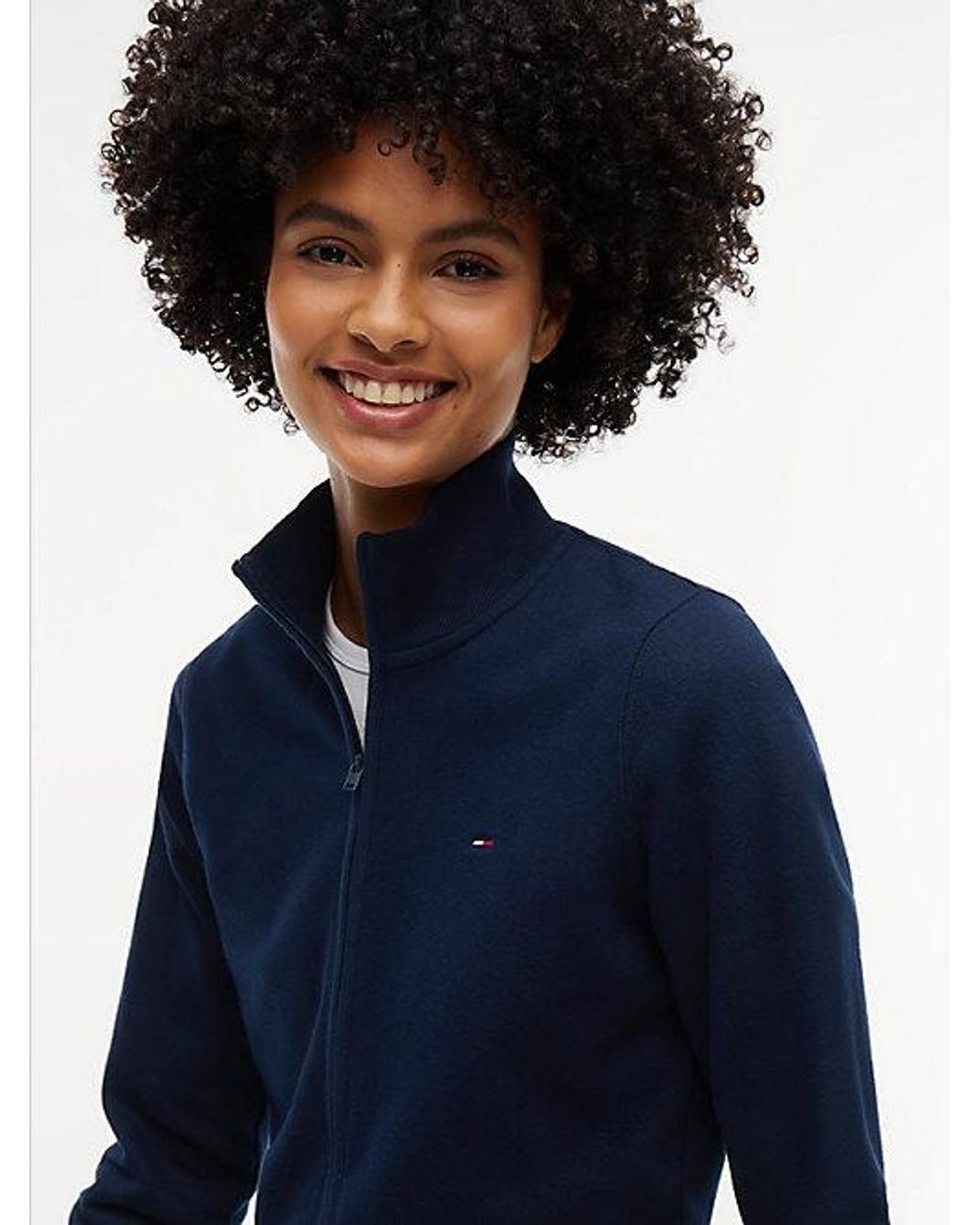 Tommy Hilfiger Blue Tommy Jeans Funnel Neck Fitted Zip Thru Sweatshirt