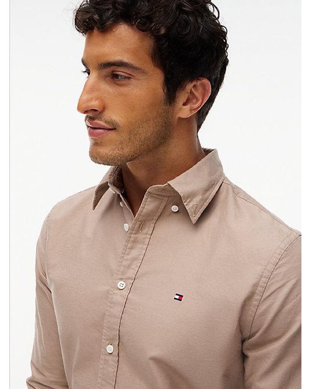 Tommy Hilfiger Natural Regular Fit Flag Embroidery Oxford Shirt for men