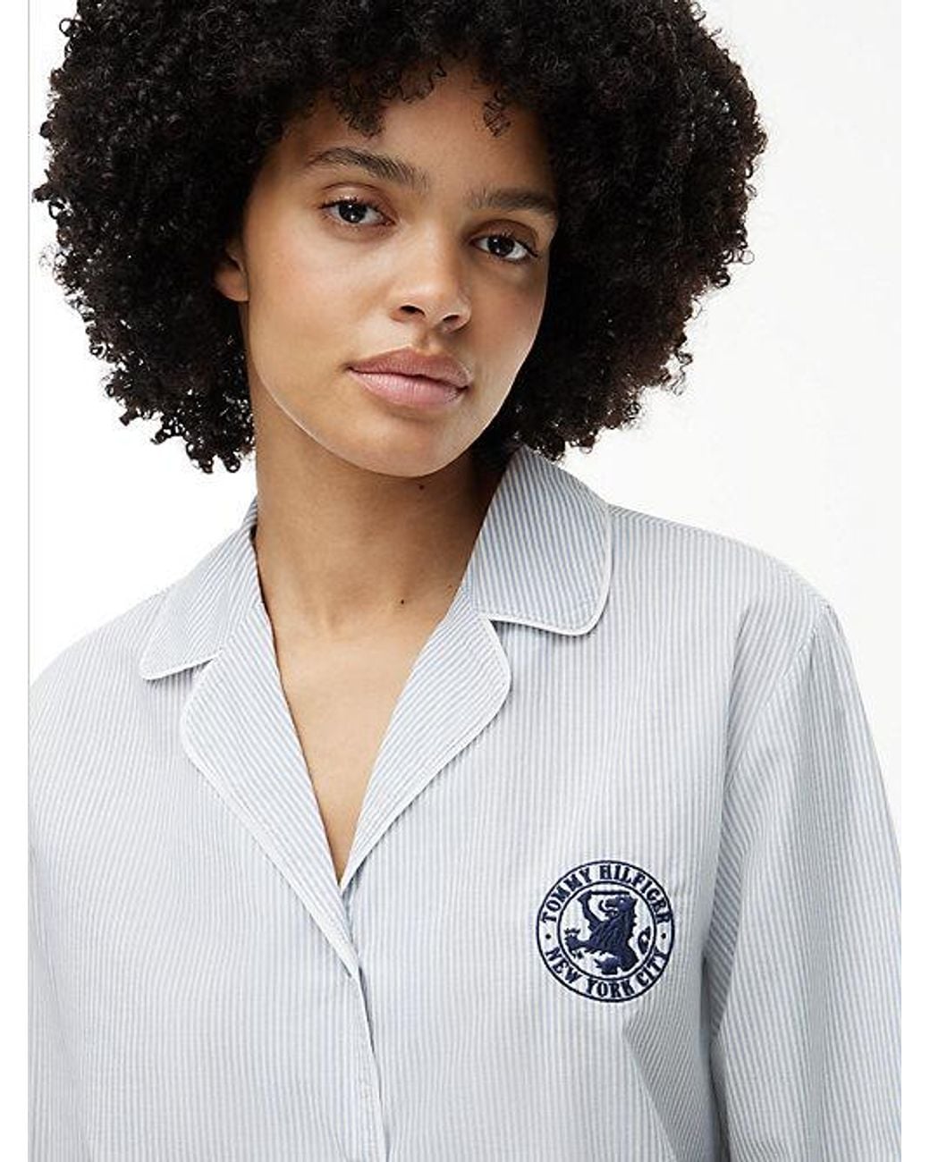 Tommy Hilfiger White Essential Stripe Poplin Pyjama Shirt