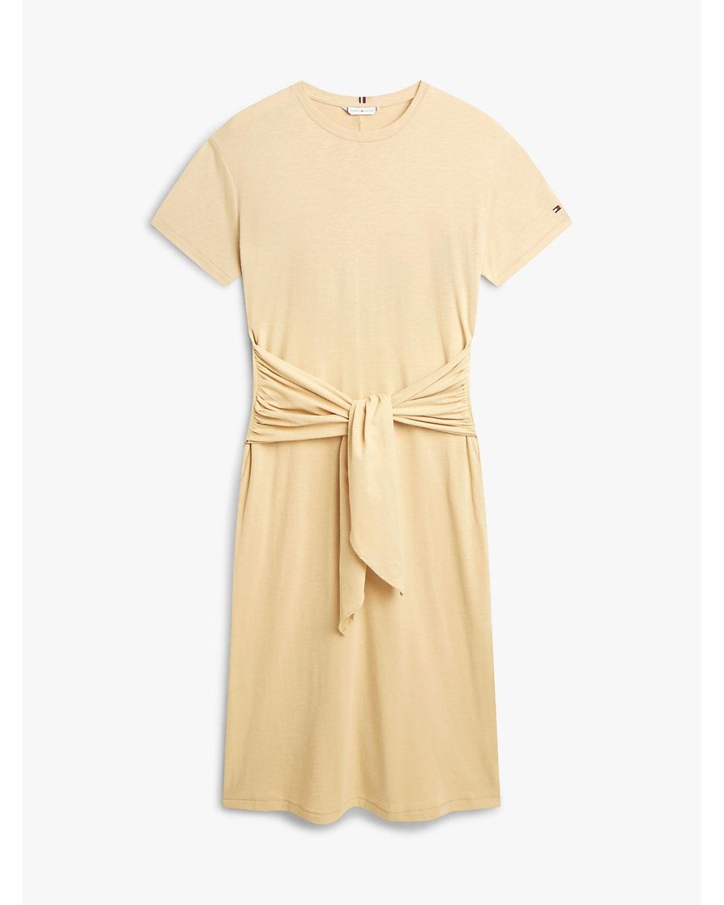 Tommy Hilfiger Natural Textured Knot Relaxed Midi T-Shirt Dress