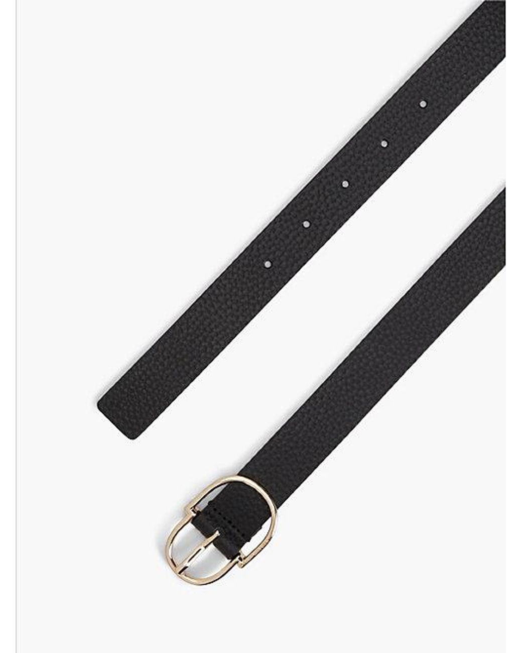 Tommy Hilfiger Black Pebble Grain Leather Double Loop Belt