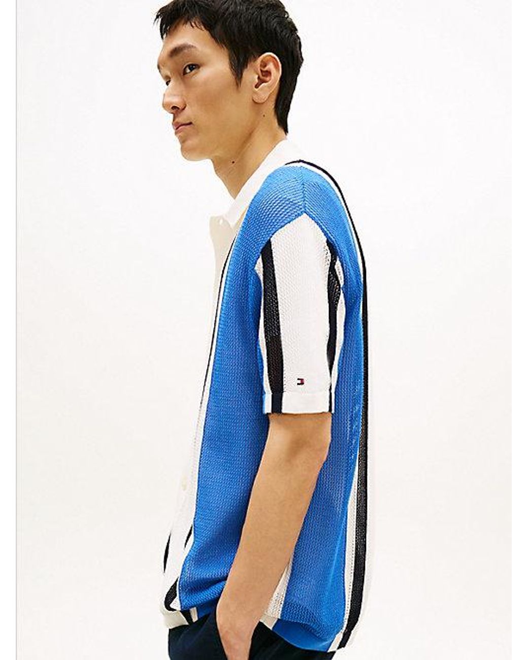 Tommy Hilfiger Blue Relaxed Fit Open Knit Short Sleeve Shirt for men