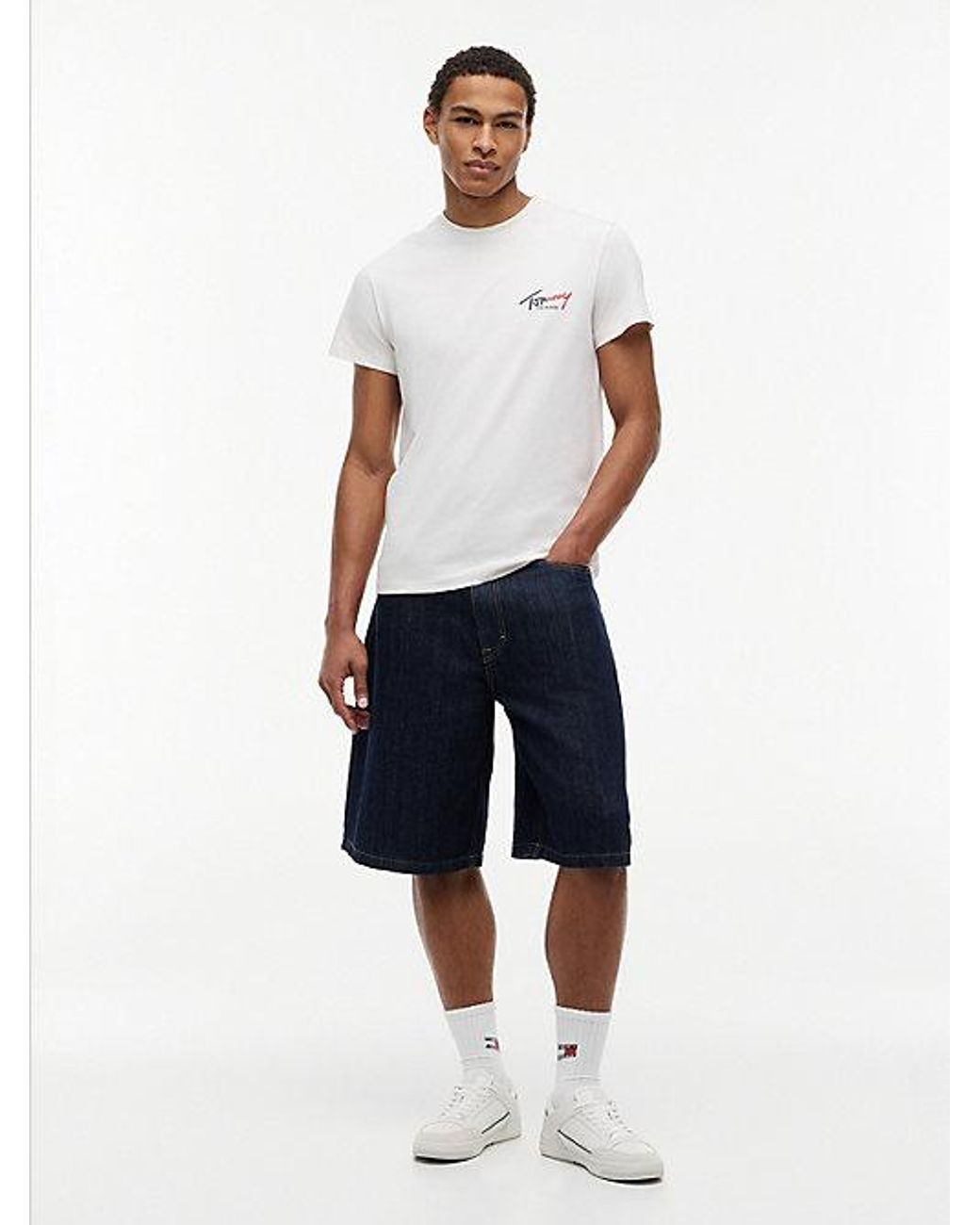 Tommy Hilfiger Blue Theo Loose Denim Shorts With Linen for men