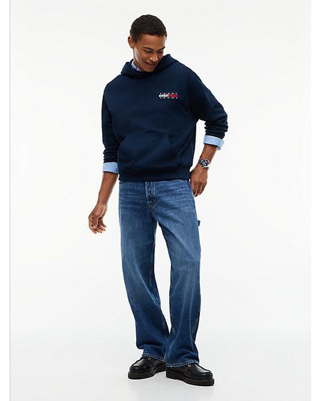 Tommy Hilfiger Blue Tommy Jeans Back Logo Relaxed Fleece Hoody for men