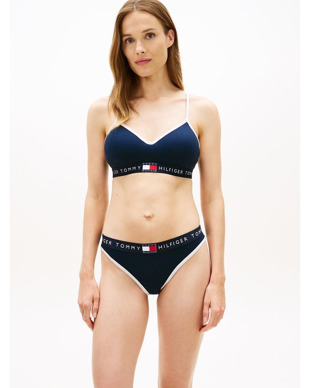 Tommy Hilfiger Blue Heritage Logo Ribbed Briefs