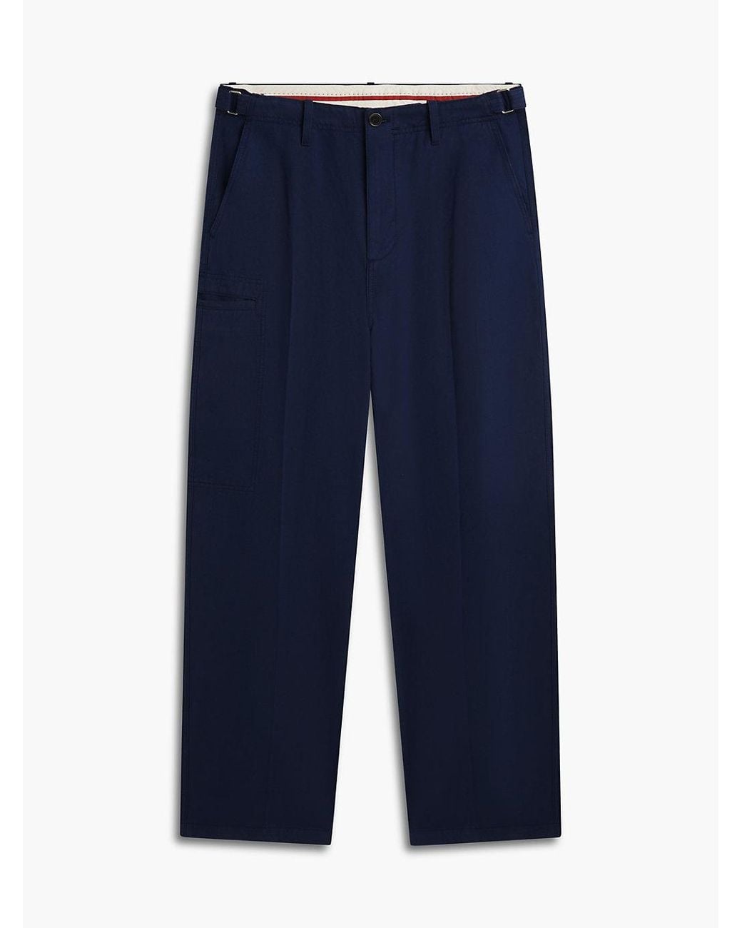 Tommy Hilfiger Blue Linen Blend Utility Chinos for men