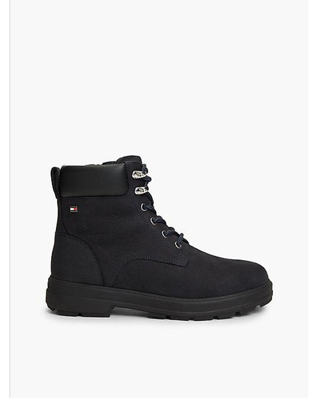 Tommy Hilfiger Black Waterproof Leather Lace Up Ankle Boots