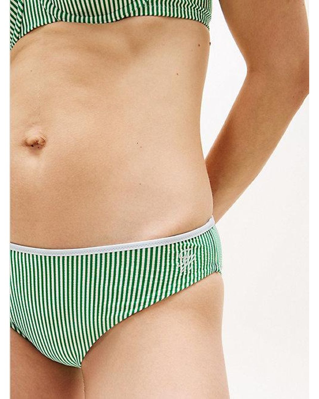 Tommy Hilfiger Blue Essential Seersucker Logo Classic Bikini Bottoms