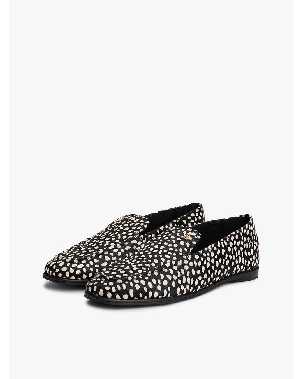 Tommy Hilfiger White Snow Leopard Print Loafers