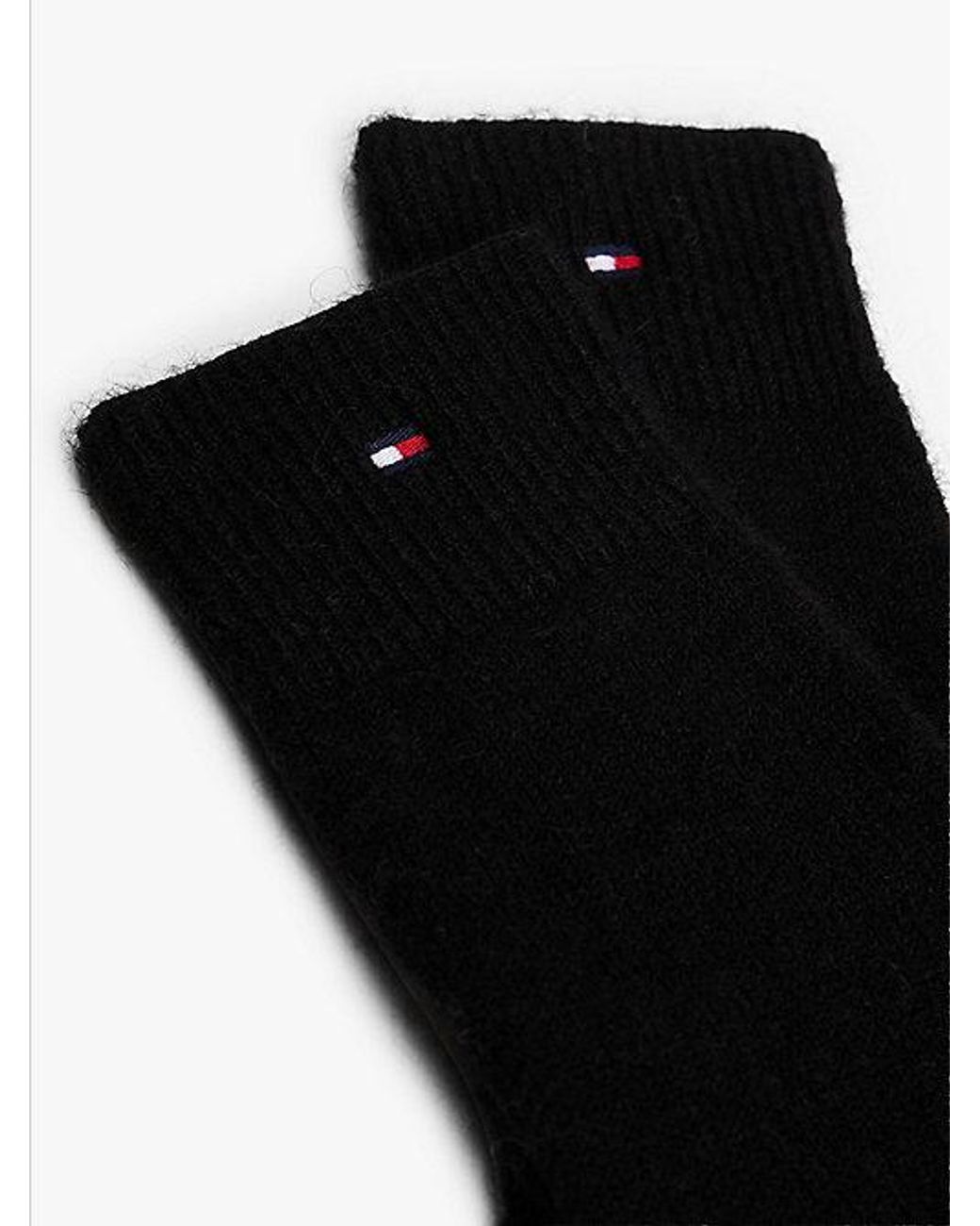 Tommy Hilfiger Black Hilfiger Flag Fluffy Knit Gloves