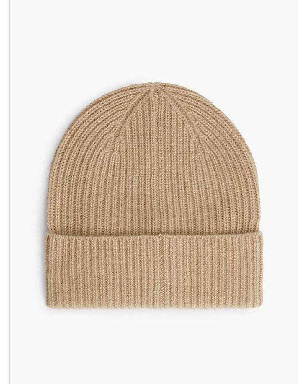 Tommy Hilfiger Natural Pure Cashmere Th Monogram Plaque Beanie