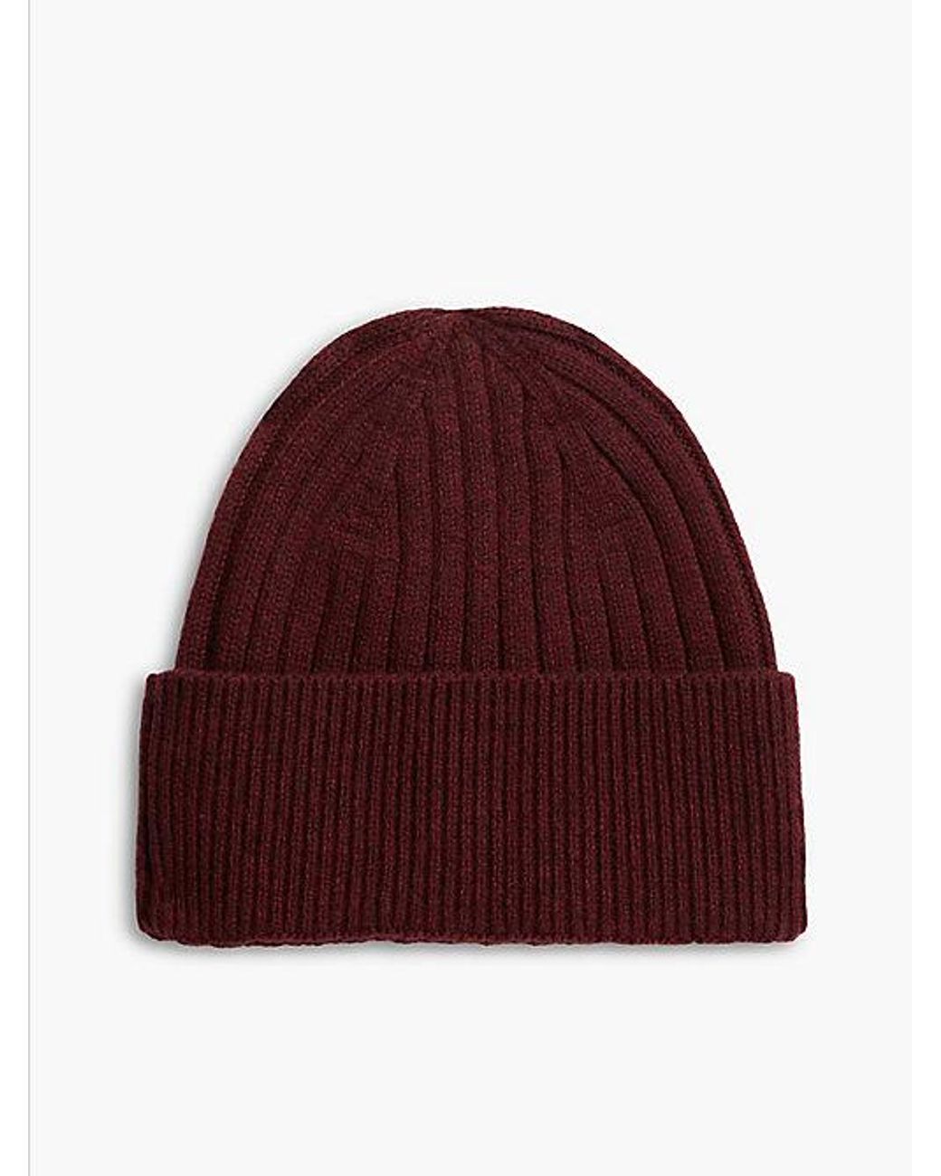 Tommy Hilfiger Red Lambswool Blend Crest Rib Knit Beanie for men