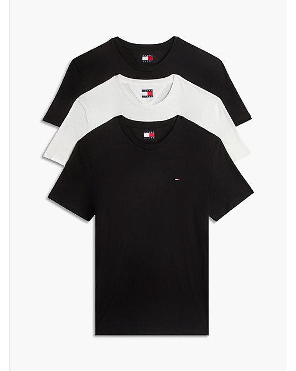 Tommy Hilfiger Black 3-Pack Tommy Flag Extra Slim T-Shirts for men