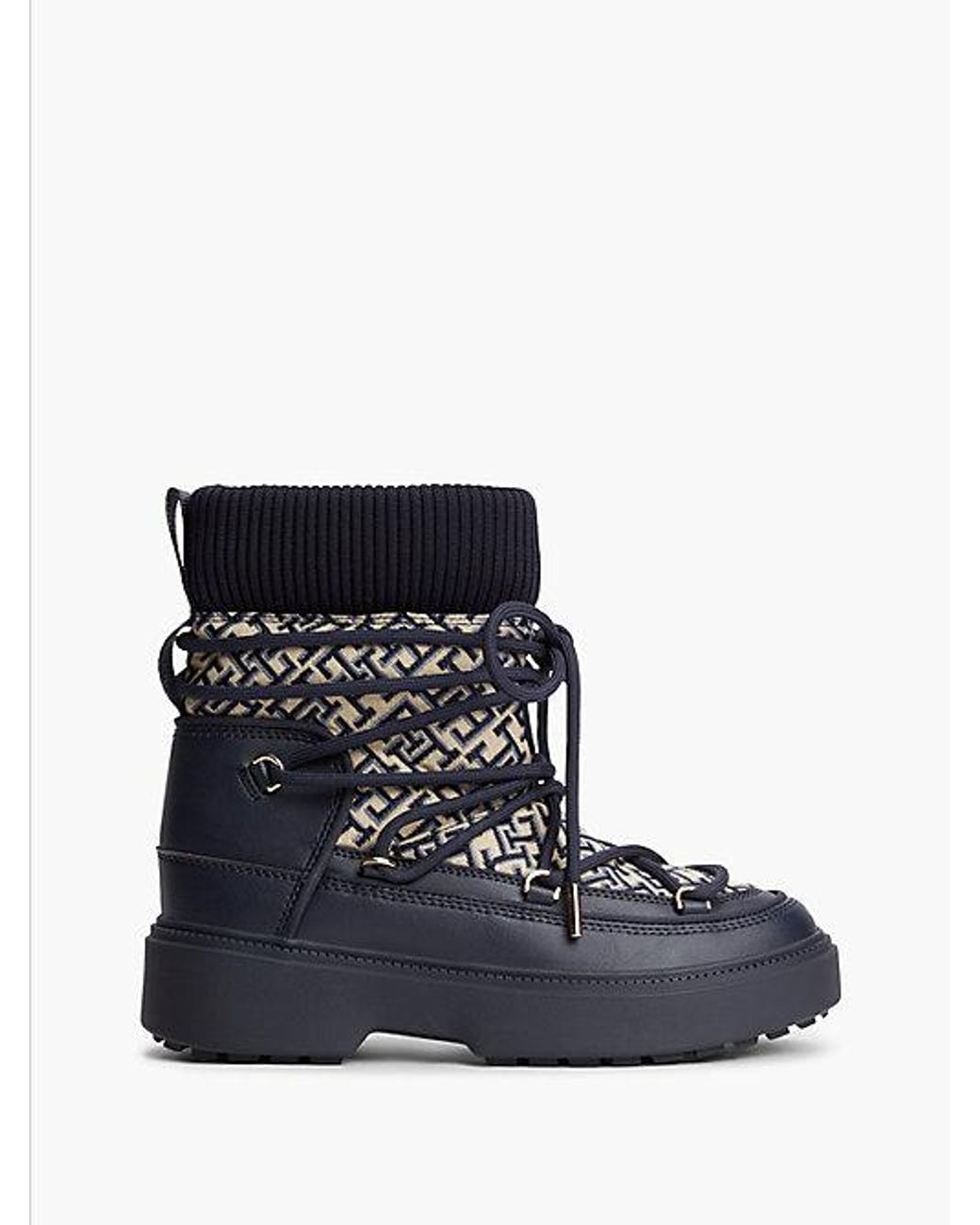 Tommy Hilfiger Blue Th Monogram Water Resistant Snow Boots