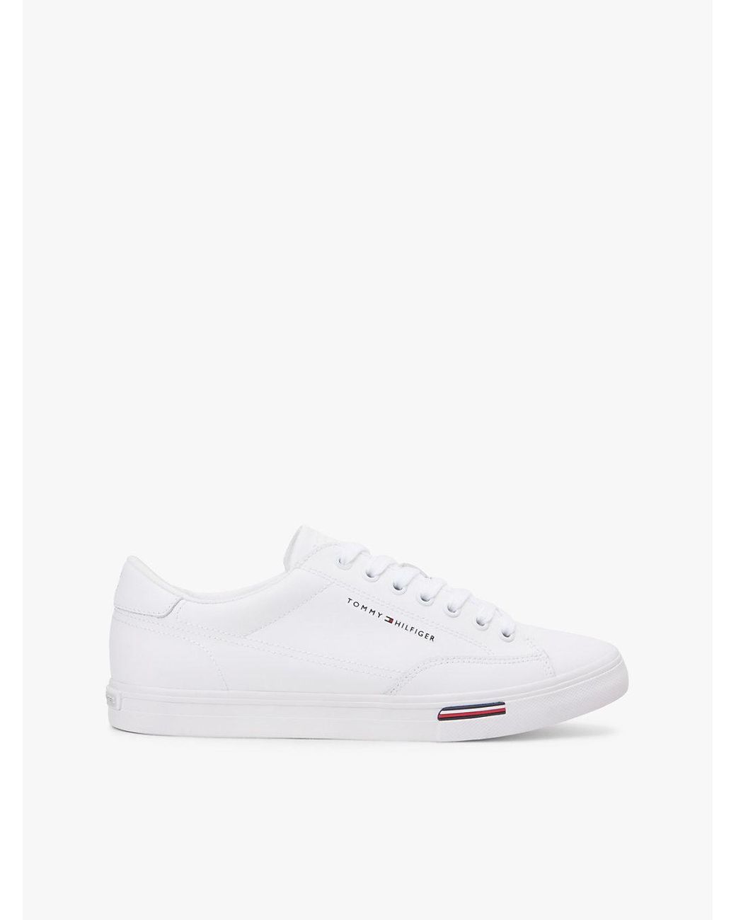 Tommy Hilfiger White Signature Midsole Lace-Up Trainers With Leather for men