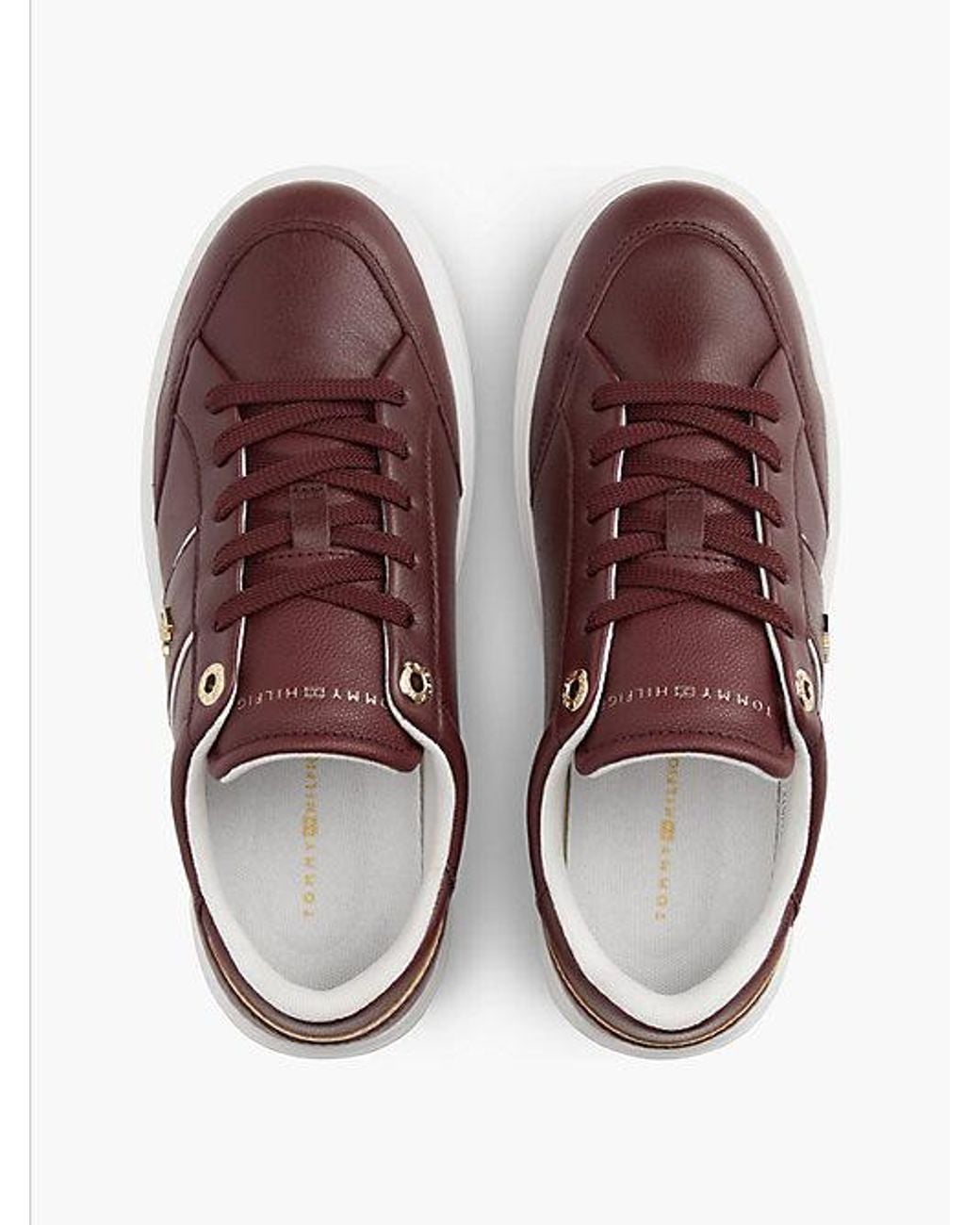 Tommy Hilfiger Brown Pebble Grain Leather Cupsole Trainers