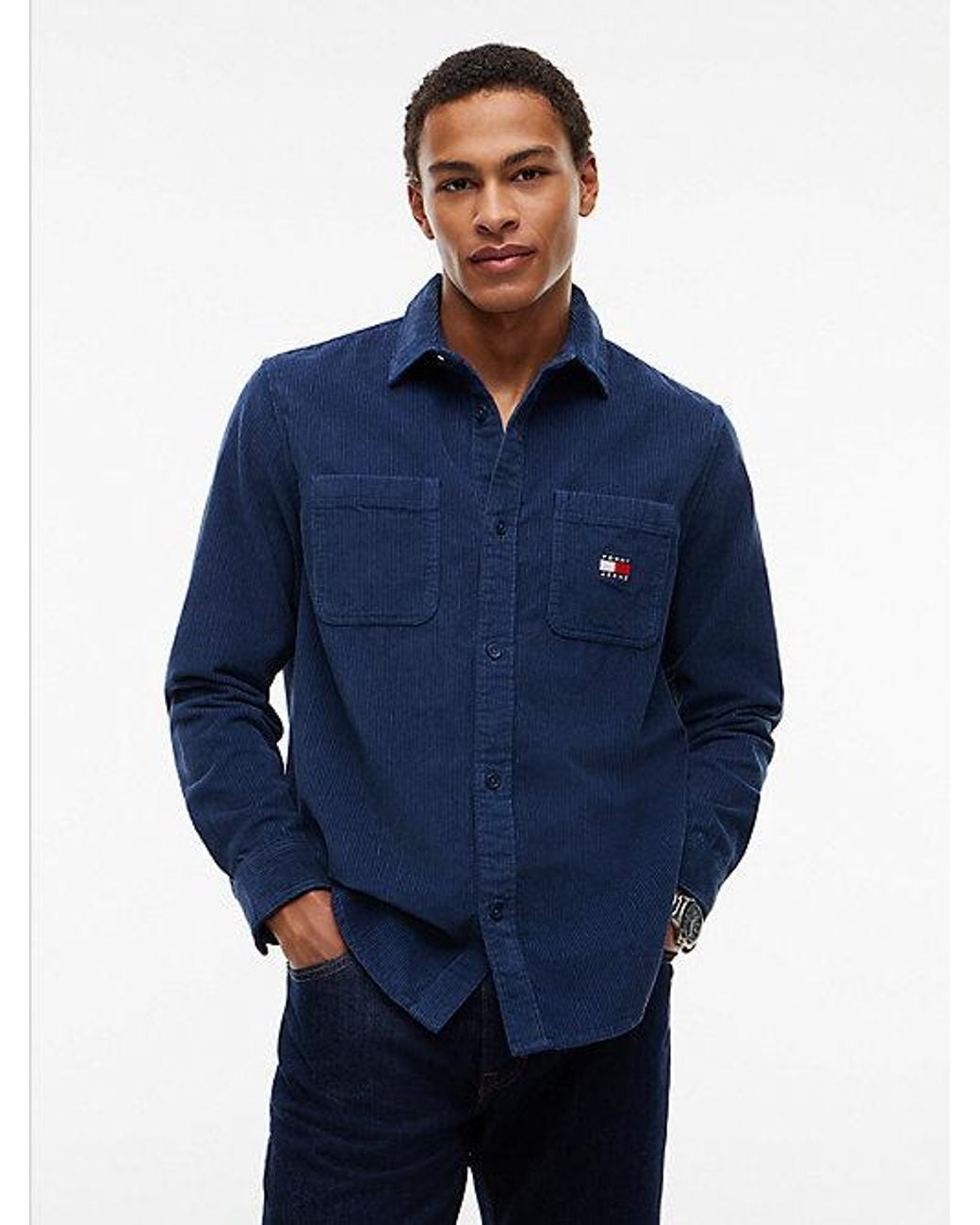 Tommy Hilfiger Blue Relaxed Fit Patch Pocket Corduroy Shirt for men