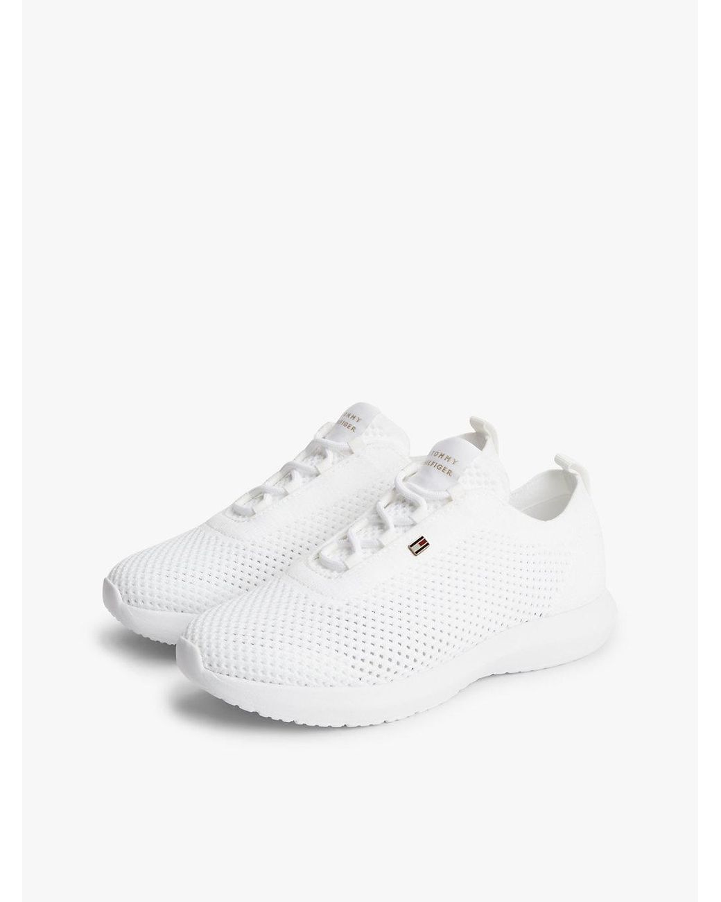 Tommy Hilfiger White Enamel Flag Knit Trainers