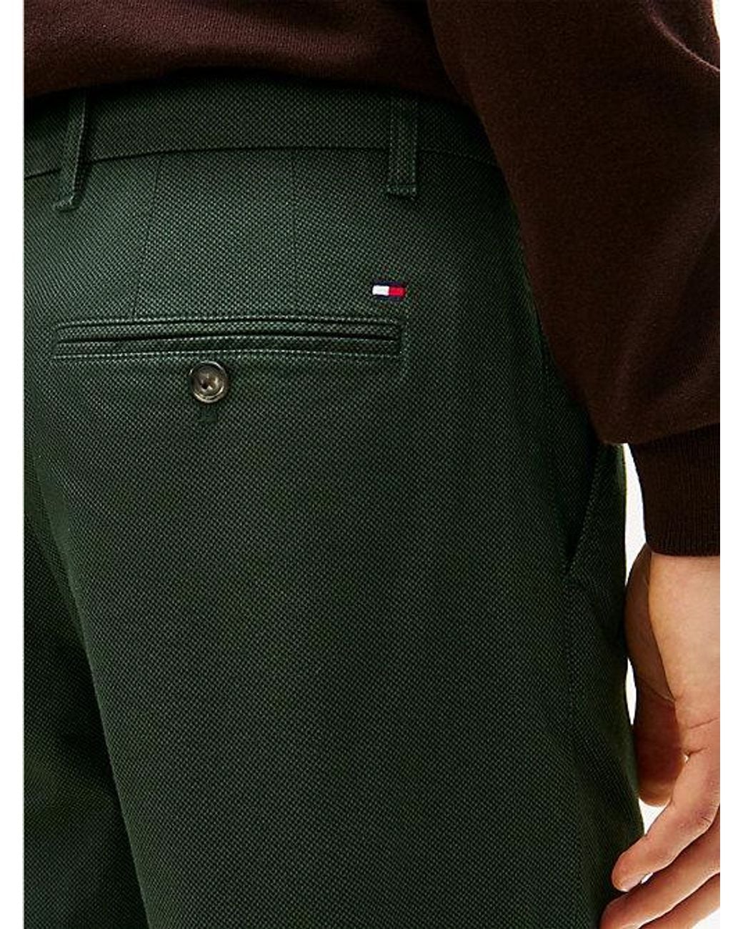 Tommy Hilfiger Green Denton Textured Print Straight Leg Chinos for men