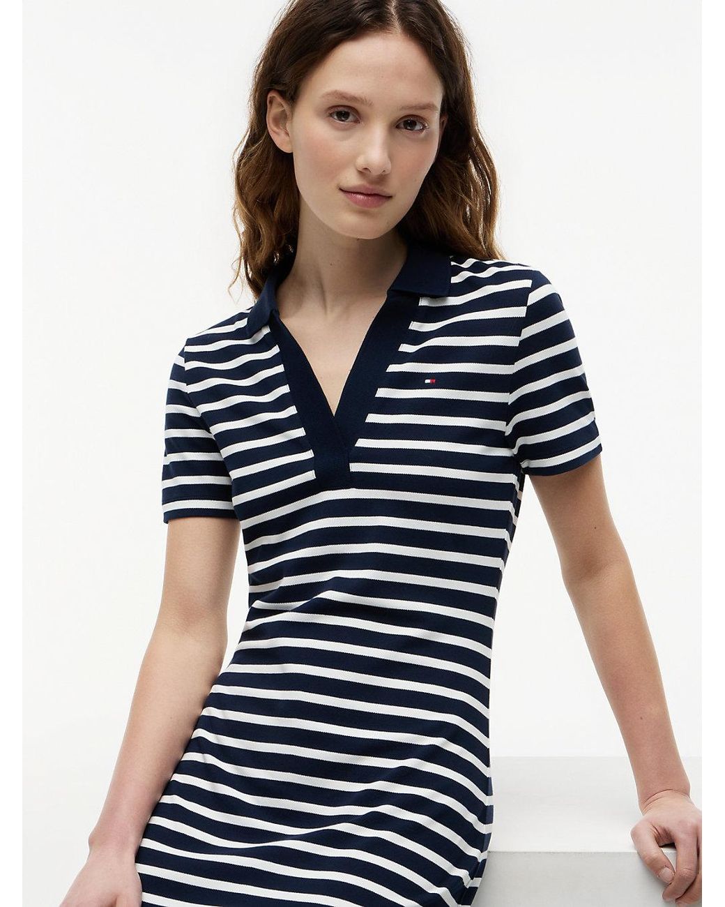 Tommy Hilfiger Blue 1985 Slim Mini Short Sleeve Polo Dress
