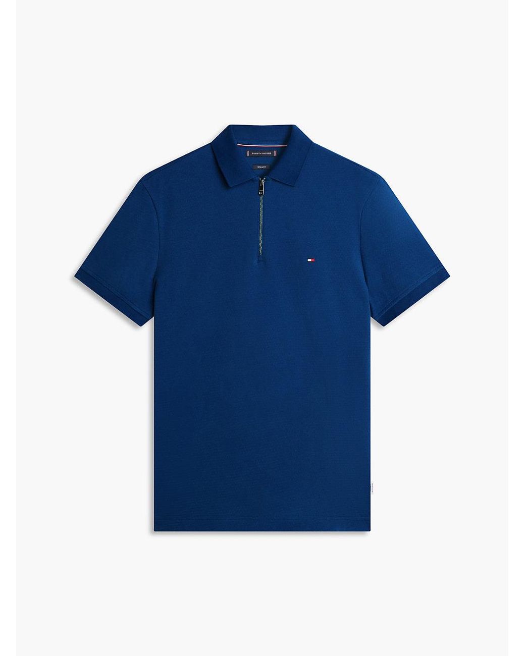 Tommy Hilfiger Blue Regular Fit Air Dot Zip Polo Shirt for men