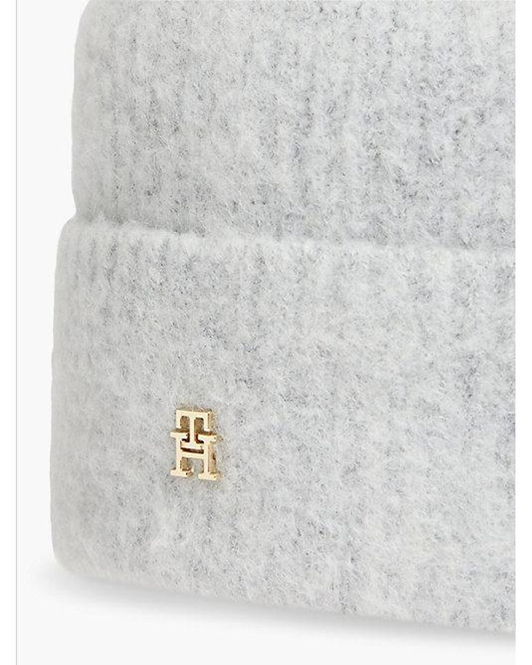 Tommy Hilfiger White Chic Beanie With Alpaca