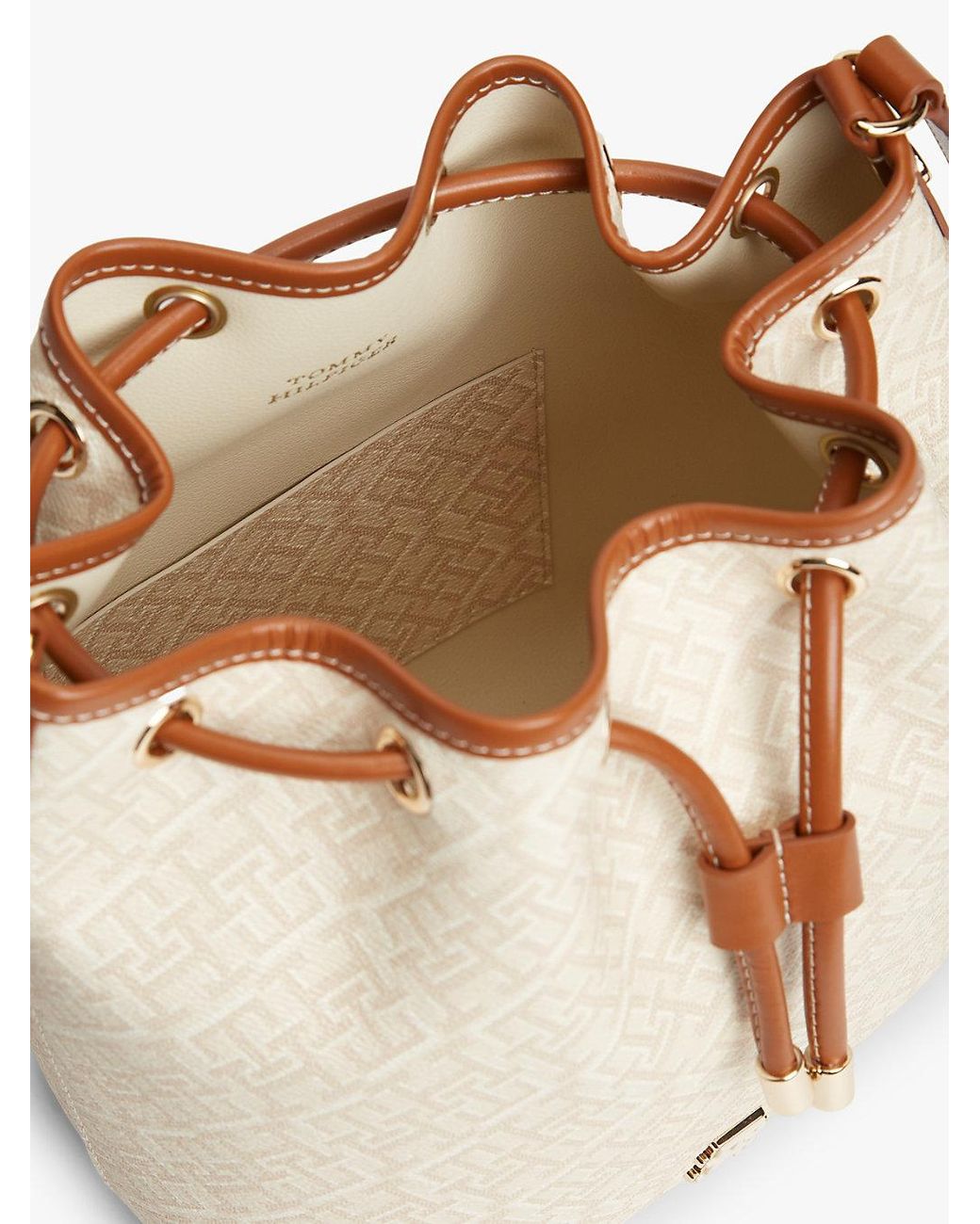 Tommy Hilfiger Natural Th Monoplay Crossbody Drawstring Bucket Bag