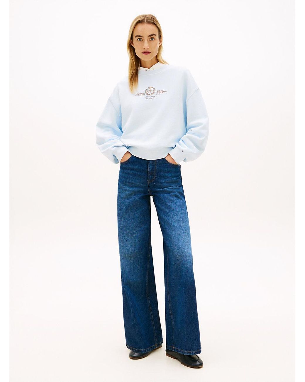 Tommy Hilfiger Blue Crest Embroidery Relaxed Terry Sweatshirt