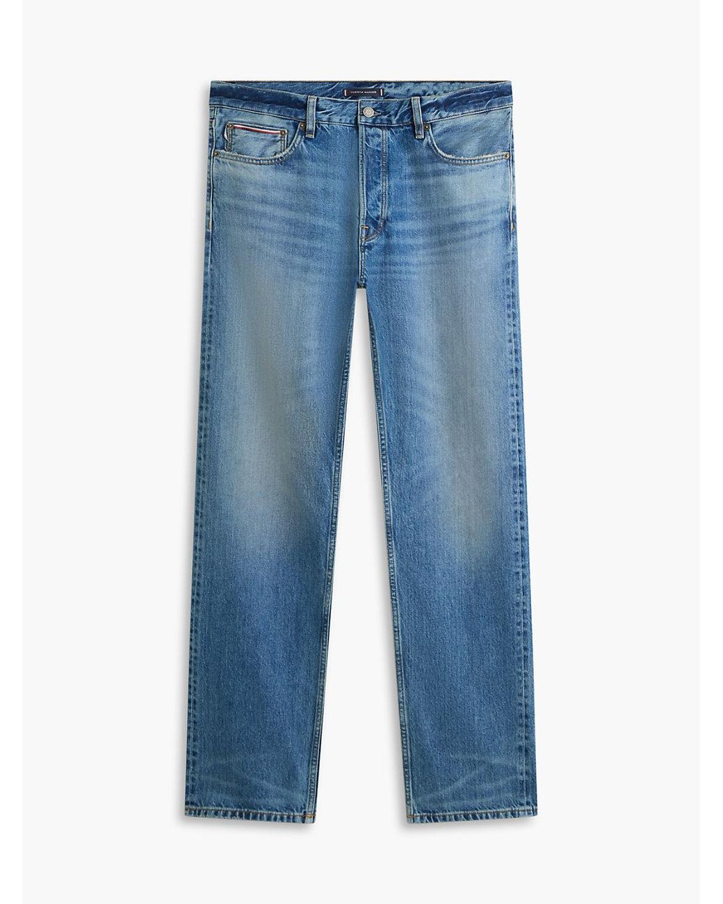 Tommy Hilfiger Blue Dover Whiskered Selvedge Regular Straight Leg Jeans for men