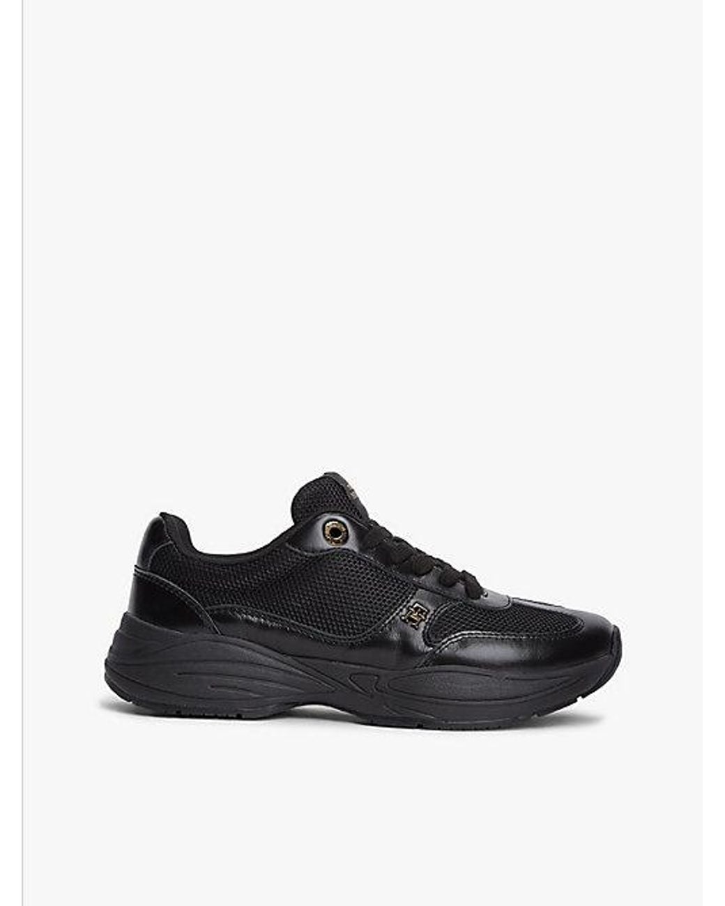 Tommy Hilfiger Black Th Monogram Mixed Texture Leather Trainers