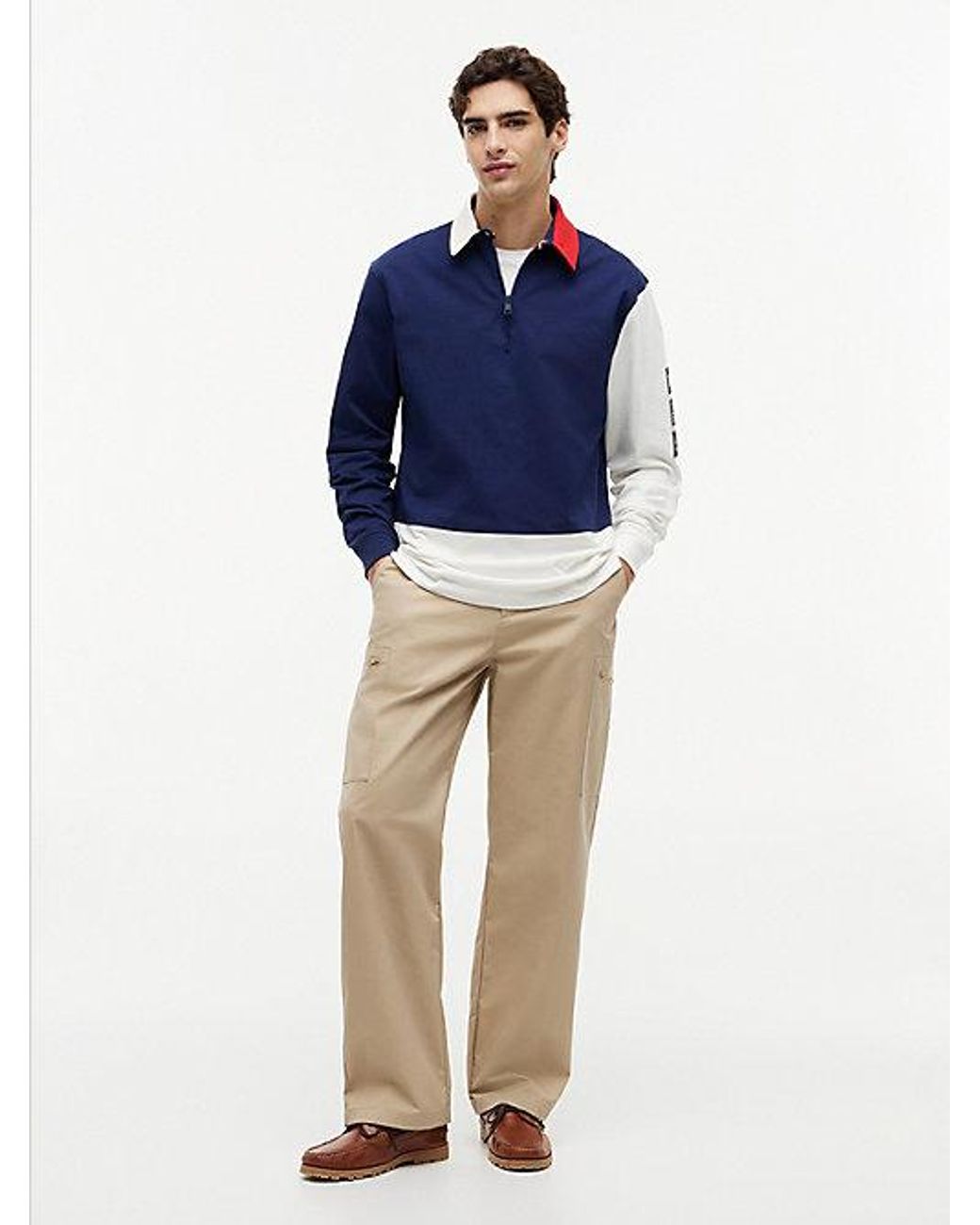 Tommy Hilfiger Blue Tommy X U.S. Sail Gp Team Colour-Blocked Rugby Shirt