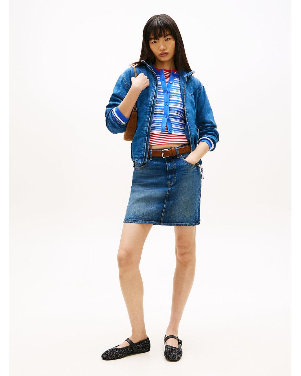 Tommy Hilfiger Blue Ultra High Rise Mom Denim Mini Skirt