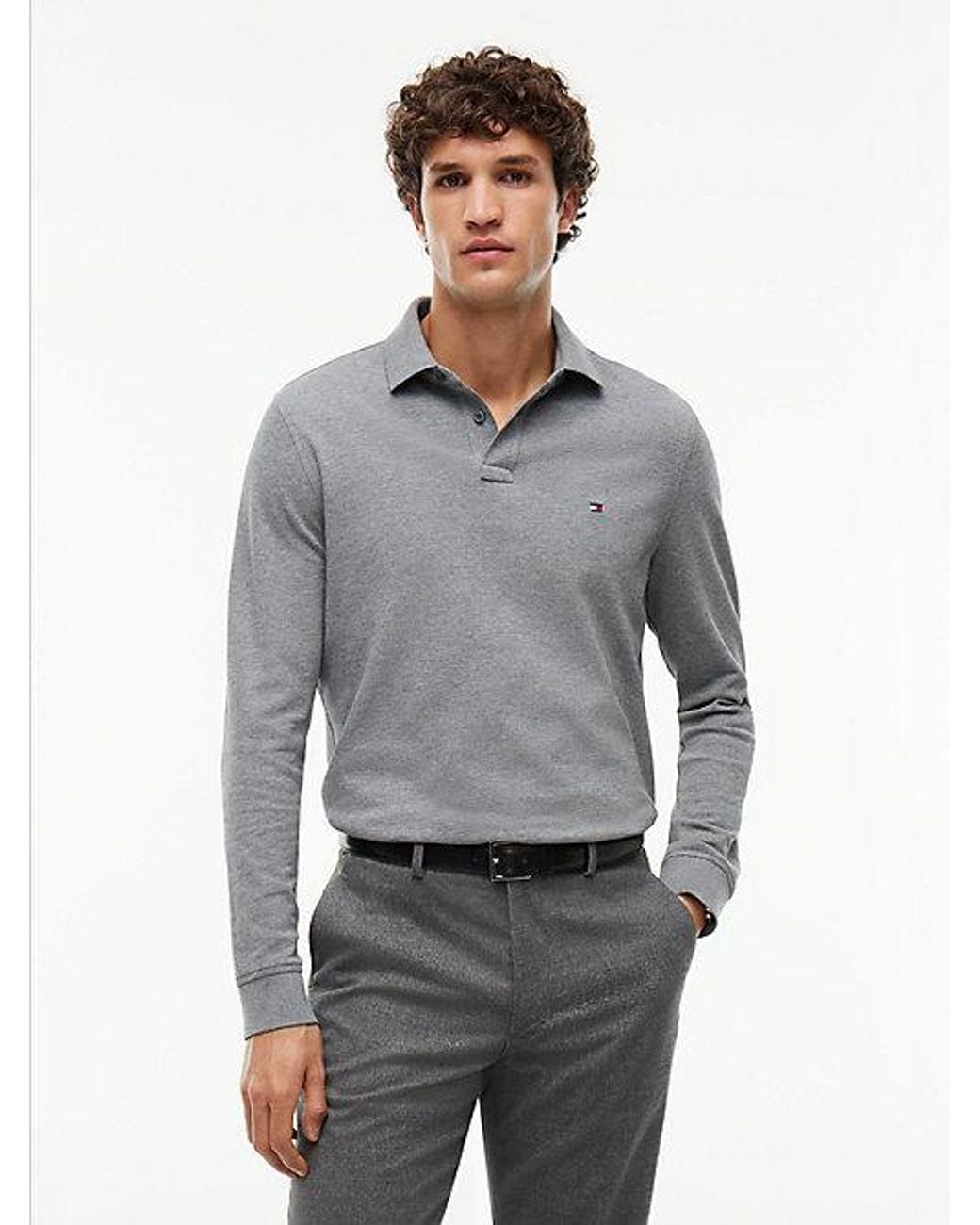 Tommy Hilfiger Gray 1985 Regular Fit Long Sleeve Polo Shirt for men