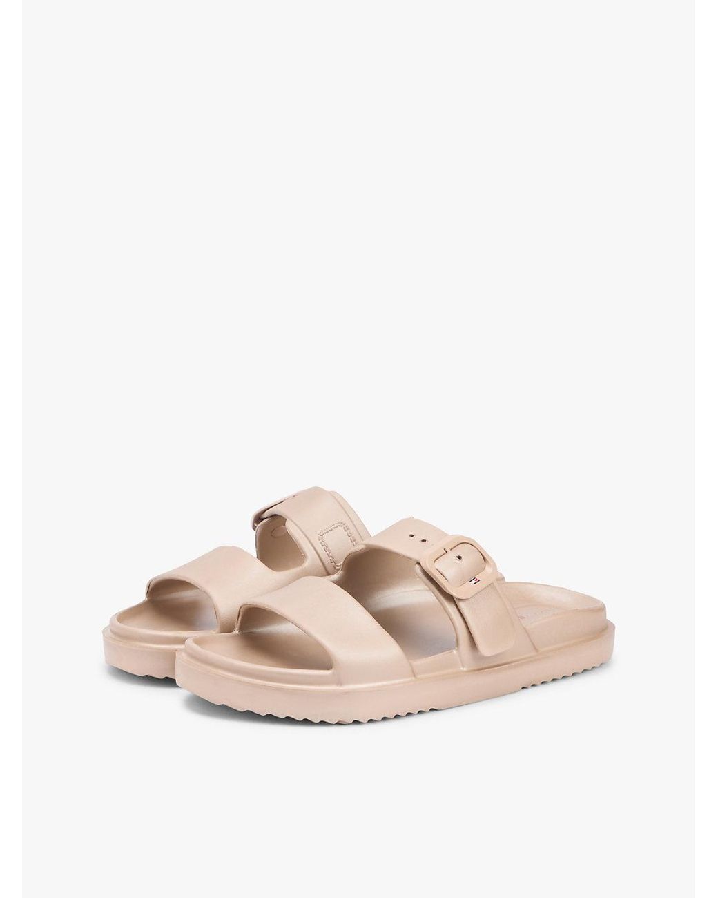 Tommy Hilfiger Natural Double Strap Enamel Flag Slides