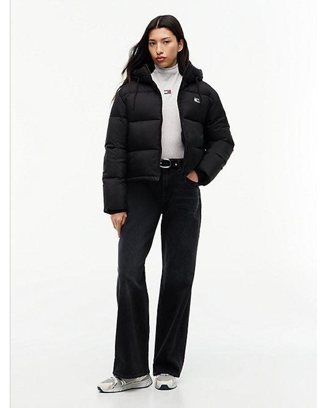 Tommy Hilfiger Black Tommy Jeans Ripstop Hooded Puffer Jacket