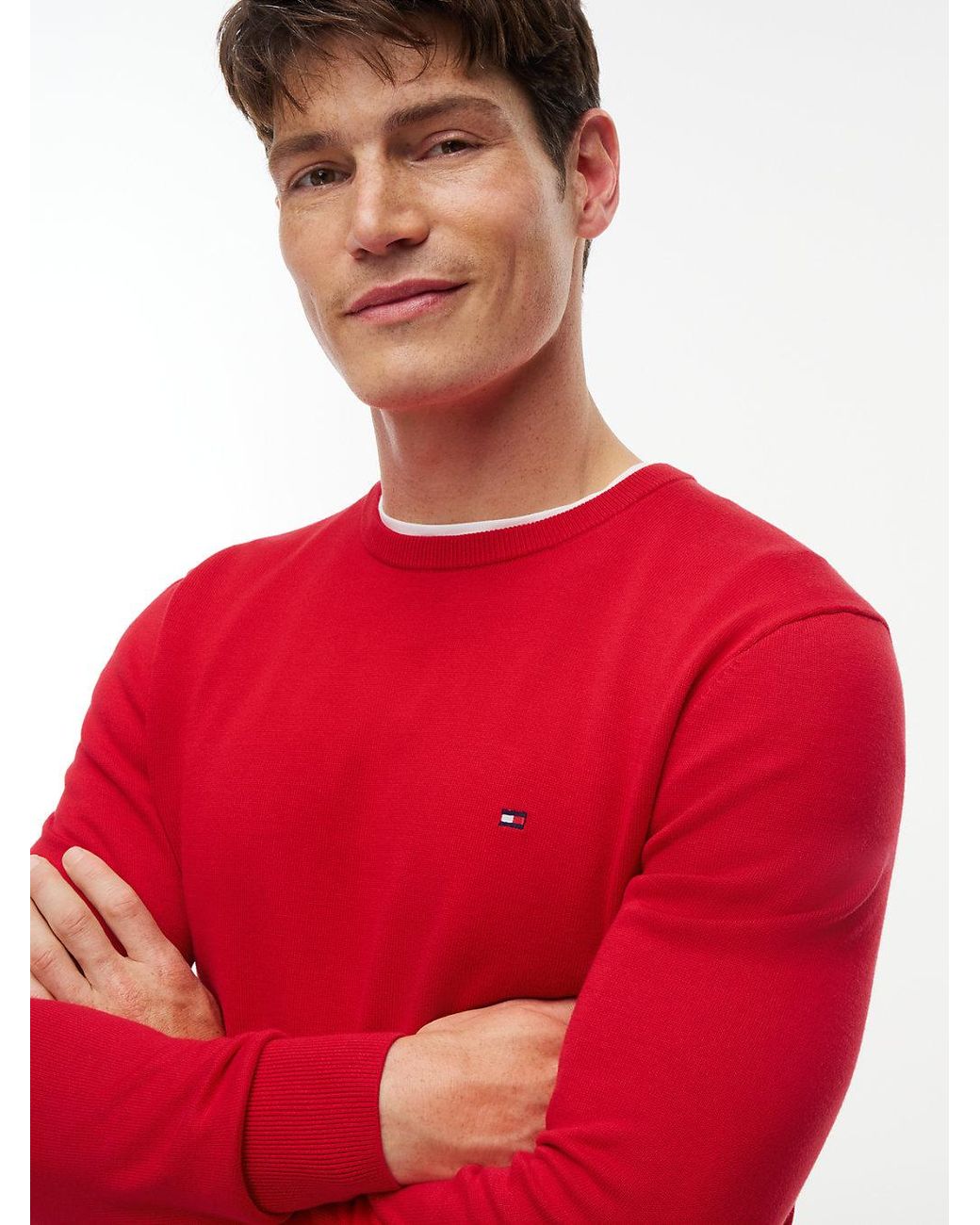 Tommy Hilfiger Red Flag Crew Neck Jumper for men