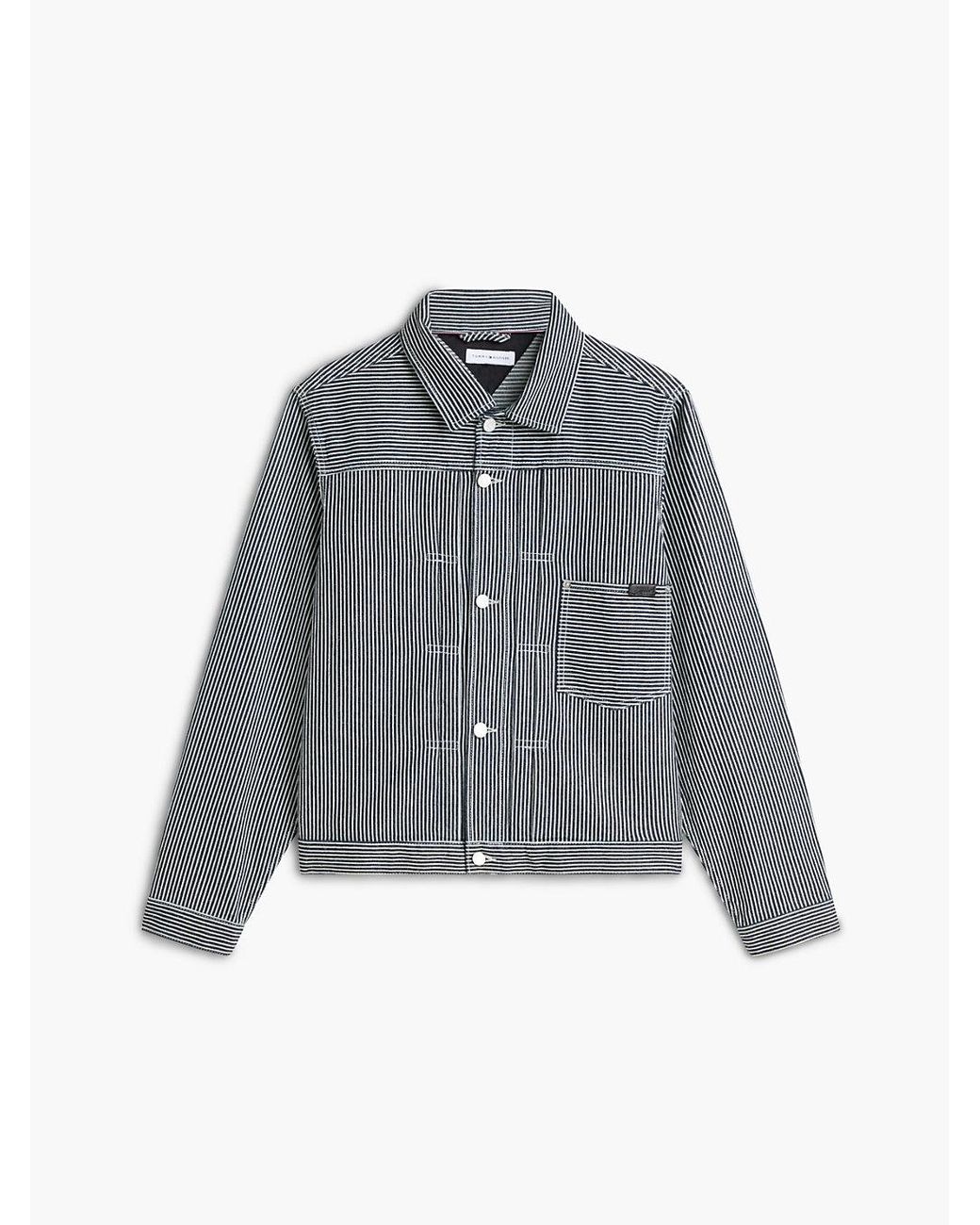 Tommy Hilfiger Gray Stripe Denim Jacket for men