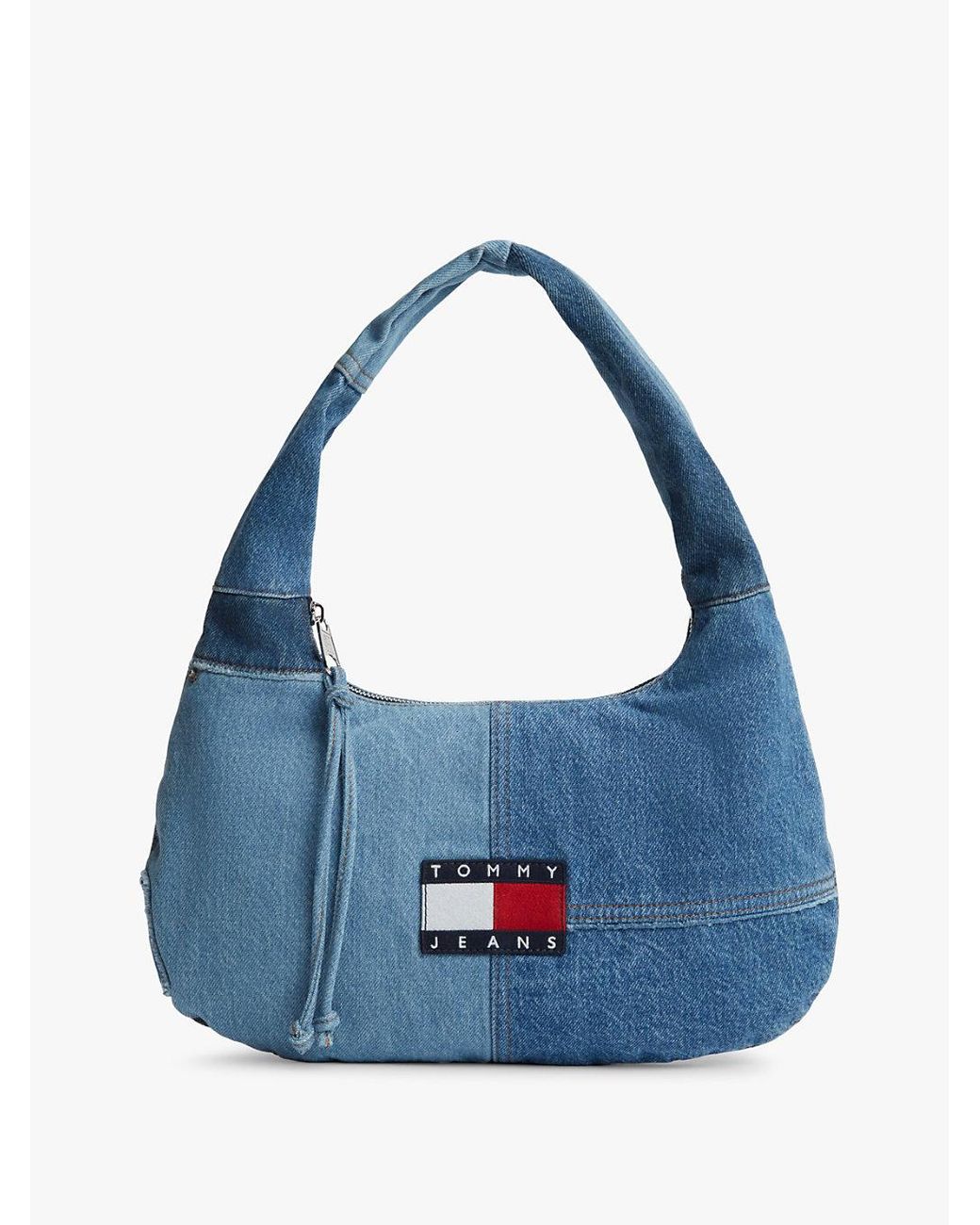 Tommy Hilfiger Blue Patchwork Denim Shoulder Bag