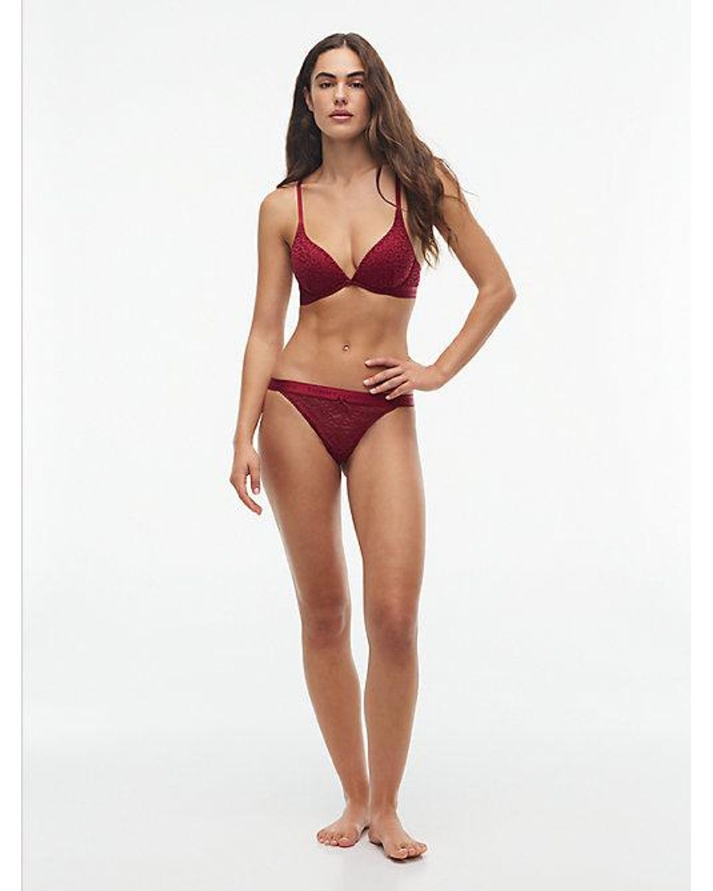 Tommy Hilfiger Red Leopard Lace Thong