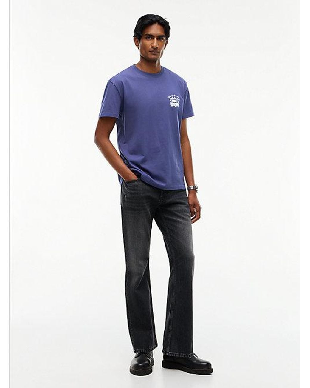 Tommy Hilfiger Blue Logo Jersey Crew Neck T-Shirt for men
