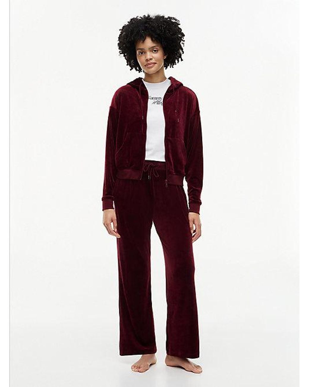 Tommy Hilfiger Red Essential Velour Lounge Joggers