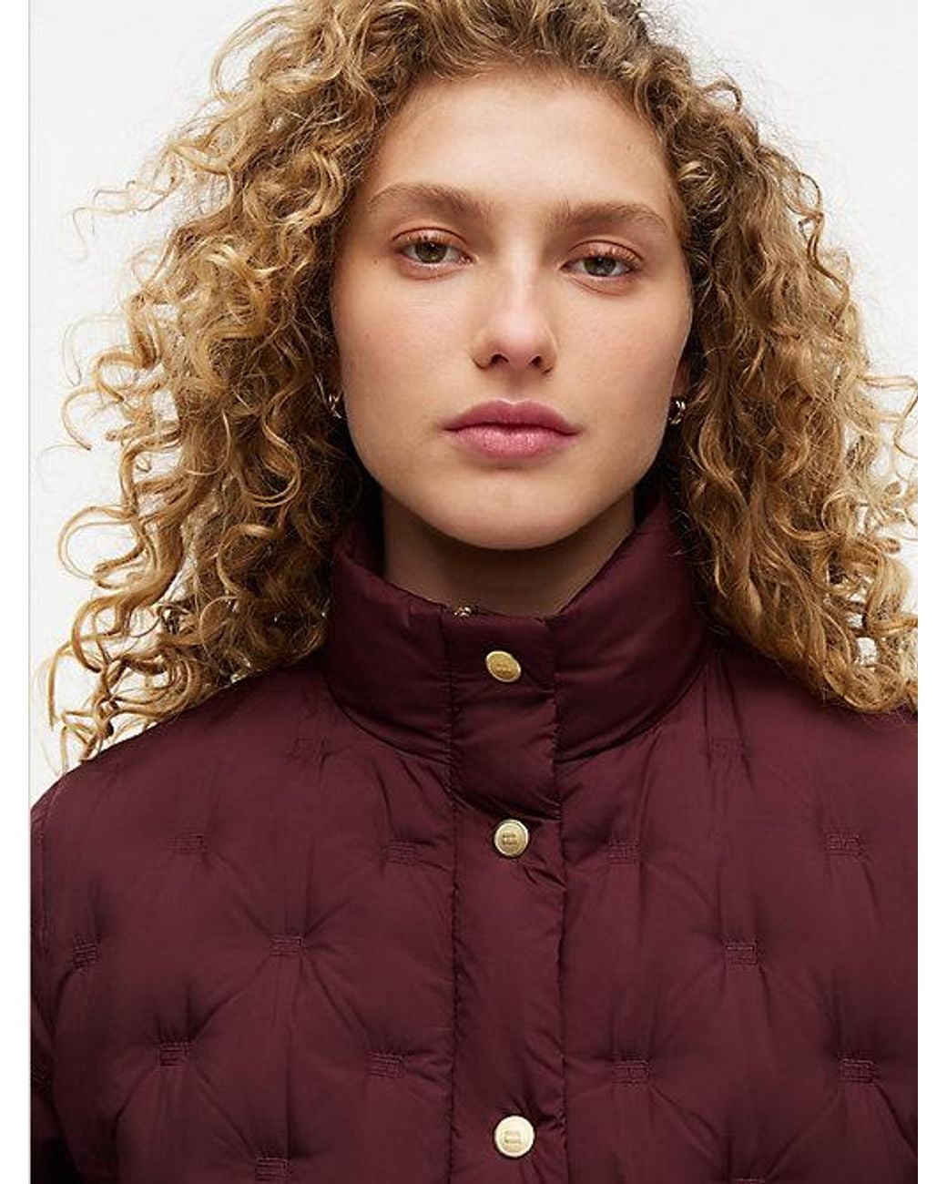 Tommy Hilfiger Red Tone Button Flag Down Quilted Jacket
