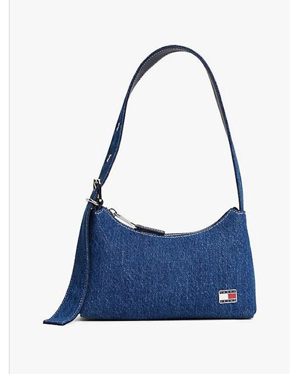 Tommy Hilfiger Blue Logo Plaque Denim Shoulder Bag