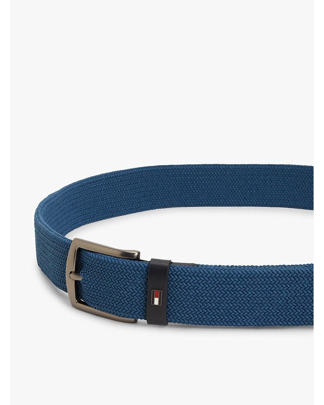 Tommy Hilfiger Blue Denton Braided Webbing Elastic Belt for men